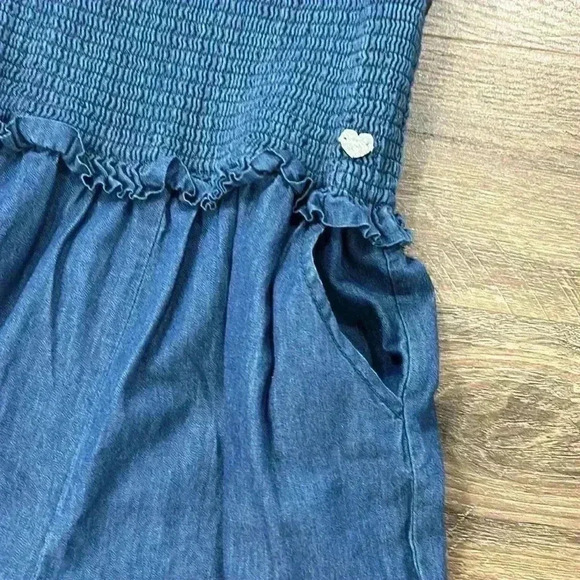 Bebe Girls wide leg jean style 100% cotton jumpsuit blue size Medium (10-12) - Picture 4 of 10